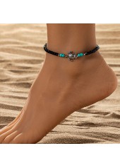 Black Turtle Design Polyresin Beaded Anklet