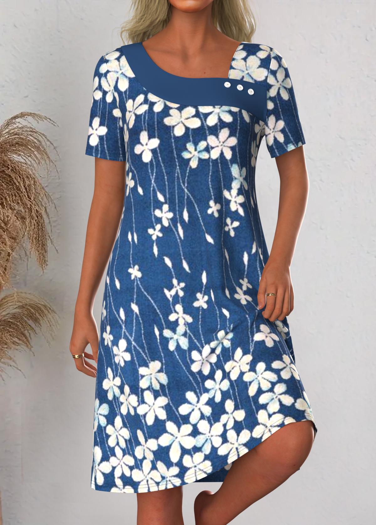 Sleeveless A-line Dress PRE-ORDER - Floral Blue Red
