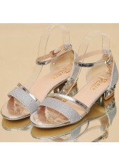 Open Toe Low Heel Silver Sliders