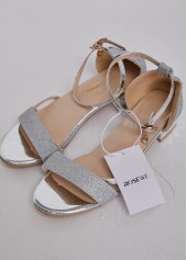 Open Toe Low Heel Silver Sliders