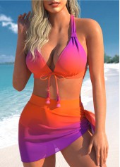 High Waisted Ombre Tie Multi Color Bikini Set