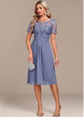 Plus Size Dusty Blue Lace H Shape Dress
