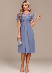 Plus Size Dusty Blue Lace H Shape Dress