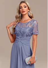 Plus Size Dusty Blue Lace H Shape Dress