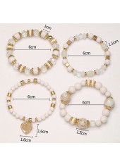 Hollow Heart Alloy Beige Bracelet Set