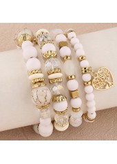Hollow Heart Alloy Beige Bracelet Set
