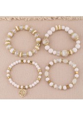 Hollow Heart Alloy Beige Bracelet Set