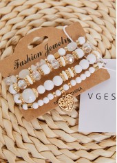 Hollow Heart Alloy Beige Bracelet Set