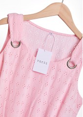 Scoop Neck Textured Fabric Pink Tank Top