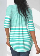 Striped Pocket Mint Green Half Sleeve T Shirt