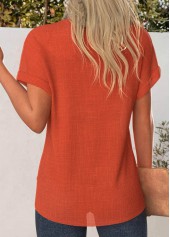 Cross Hem Terracotta Short Sleeve Round Neck T Shirt