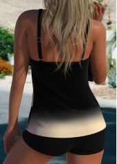 Asymmetry Ombre Layered Black Tankini Top-No Bottom