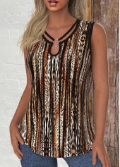 Leopard Circular Ring Dark Coffee Sleeveless Tank Top