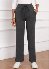 Dark Grey Drawastring High Waisted Bowknot Pants