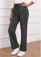 Dark Grey Drawastring High Waisted Bowknot Pants