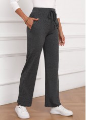 Dark Grey Drawastring High Waisted Bowknot Pants