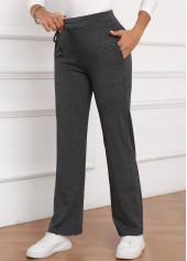 Dark Grey Drawastring High Waisted Bowknot Pants