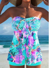 Marine Life Print Ruffle Multi Color Tankini Set