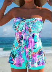 Marine Life Print Ruffle Multi Color Tankini Set