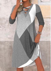 Dark Grey Marl A Line Criss Cross Dress