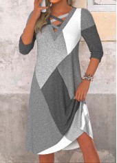 Dark Grey Marl A Line Criss Cross Dress