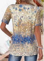 Tuck Stitch Short Sleeve Multi Color T Shirt