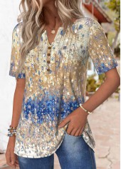 Tuck Stitch Short Sleeve Multi Color T Shirt