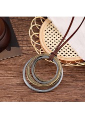 Circular Layered Silver Round Alloy Necklace