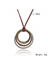 Circular Layered Silver Round Alloy Necklace