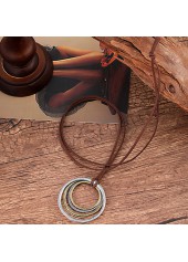 Circular Layered Silver Round Alloy Necklace
