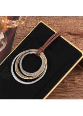 Circular Layered Silver Round Alloy Necklace