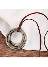 Circular Layered Silver Round Alloy Necklace