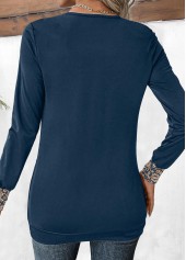 Tribal Print Patchwork Navy Fake Two Piece Twinset