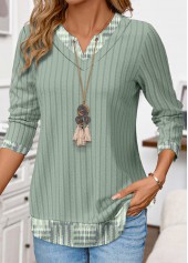 Geometric Print Sage Green Fake Two Piece Twinset