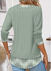 Geometric Print Sage Green Fake Two Piece Twinset