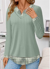 Geometric Print Sage Green Fake Two Piece Twinset