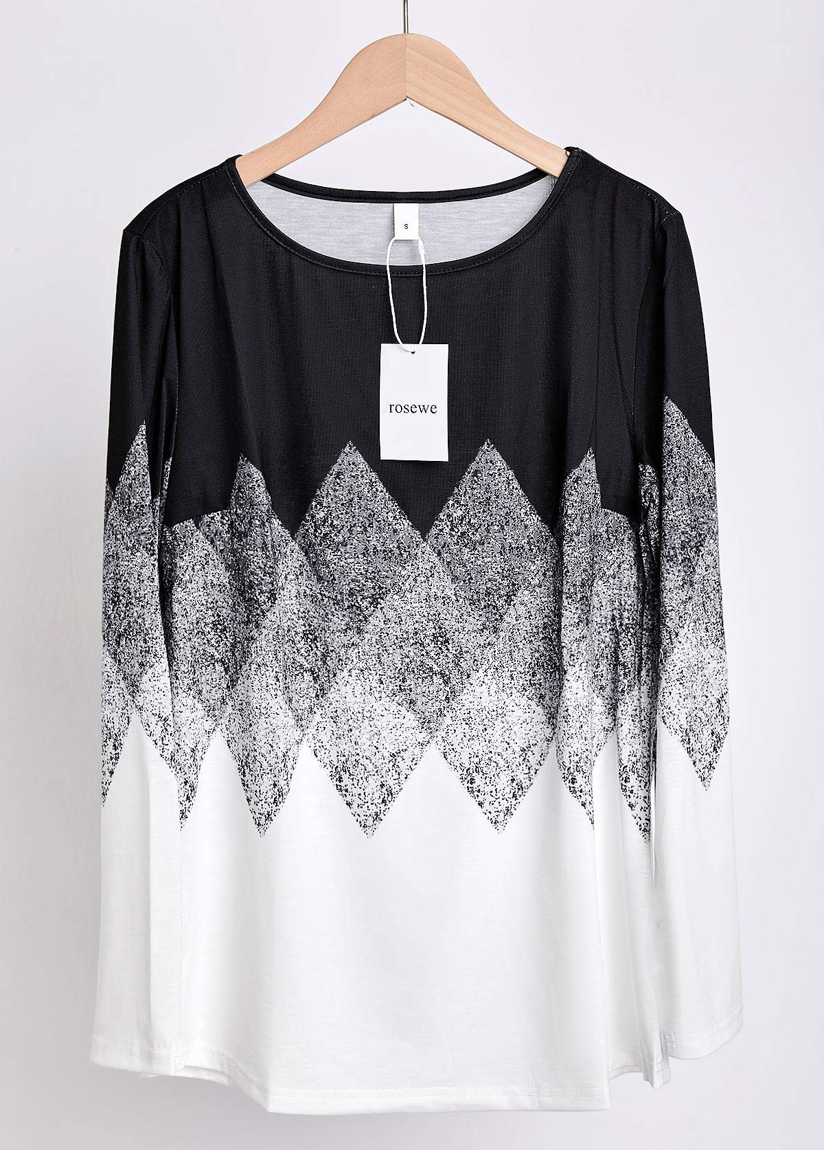 Plus Size Black Patchwork Geometric Print T Shirt