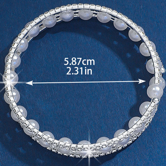 Pearl Hollow Alloy Silver Diamond Bracelet