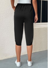 High Waisted Pocket Black Jogger Elastic Waist Pants