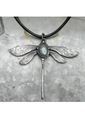 Dragonfly Design Alloy Retro Silver Necklace