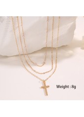 Gold Pearl Detail Cross Alloy Necklace Set