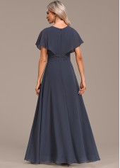 Split Dark Grey Maxi Short Sleeve V Neck Dress