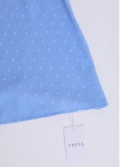 Button Dusty Blue Short Sleeve Round Neck Blouse