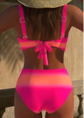 Ombre Ruched Hot Pink Bikini Set
