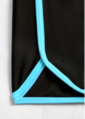 Paisley Print Contrast Binding Black Tankini Set