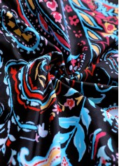 Paisley Print Contrast Binding Black Tankini Set