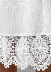 Patchwork White A Line 3/4 Sleeve V Neck Dress