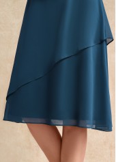 Lace Peacock Blue 3/4 Sleeve Round Neck Dress