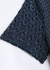 Lace Navy Short Sleeve Tie Collar T Shirt