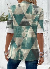 Geometric Print Sage Green Fake Two Piece Twinset